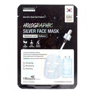 Голографическая серебряная маска для лица с гиалуроновой кислотой MBeauty Holographic Silver Hyaluronic Acid Face Mask 23 мл
