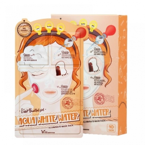 3-шаговая маска для лица увлажняющая ELIZAVECCA 3-step aqua white water mask pack 25мл/2*2мл