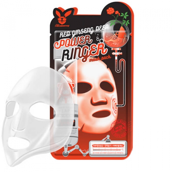 Маска для лица тканевая ELIZAVECCA RED GINSENG DEEP POWER RINGER MASK PACK 23 мл