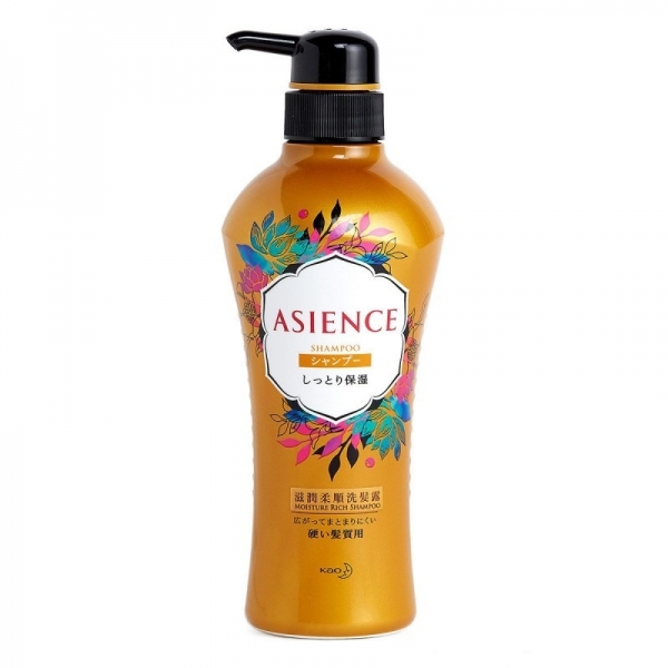 KAO Asience Moisturizing Type Shampoo Увлажняющий шампунь для волос, с экстрактом алоэ, граната, мёдом, протеином жемчуга и янтарной кислотой, 450 мл