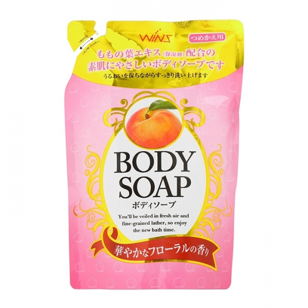 "Wins Body Soap peach" Крем-мыло для тела с экстрактом листьев персика и богатым ароматом 400 мл
