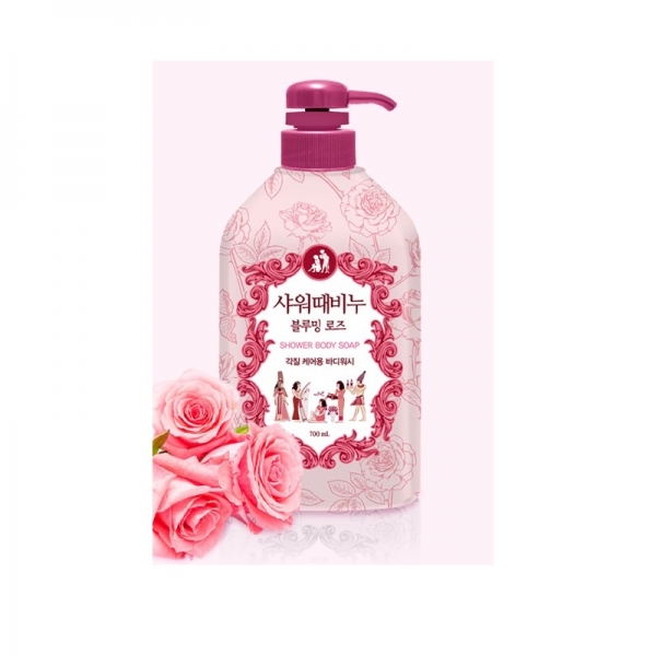 MUKUNGHWA Увлажняющее и отшелушивающее жидкое мыло для тела с растительными экстрактами (успокаивающий аромат розы) 700 мл