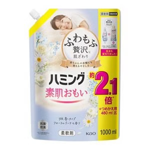 Kao Humming Floral Bouquet Scent Refill, Кондиционер для белья, на основе натуральных ингредиентов, цветочный аромат, запасной блок, 1000 мл