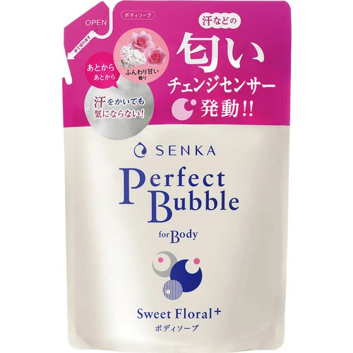 Дезодорирующий гель для душа SHISEIDO SENKA Perfect Bubble с эффектом увлажнения с гиалуроновой кислотой со сладким цветочным ароматом (мягкая экономичная упаковка) 350 мл