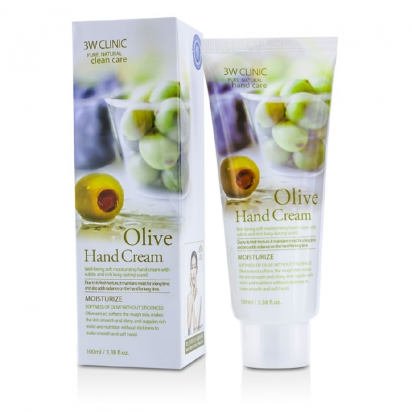 Крем для рук 3W CLINIC увлажняющий с экстрактом ОЛИВЫ Olive Hand Cream 100 мл