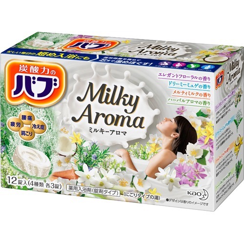 Као Milky Aroma Расслабляющая соль для ванны с восстанавливающим эффектом 12 шт