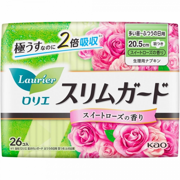 KAO Гигиенические прокладки с крылышками с ароматом розы 20.5 см 26 шт