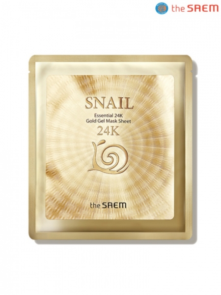 The Saem Snail Essential 24K Gold Gel Mask Sheet Гелевая маска для лица с муцином улитки и золотом - 30мл