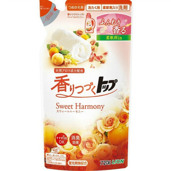 LION Top Sweet Harmony Жидкое средство для стирки белья с нежным ароматом цветов и фруктов мягкая упаковка 720 г
