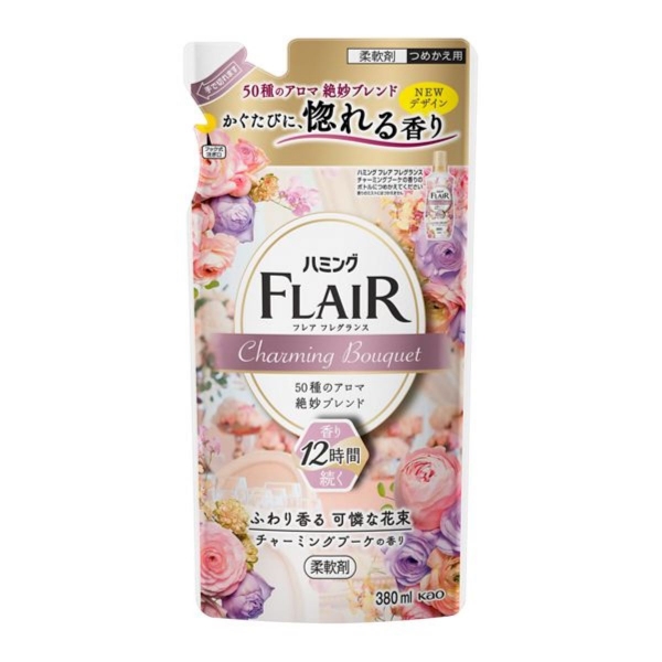 KAO Humming Flair Charming Bouquet Кондиционер-ополаскиватель для белья с чарующим ароматом цветочного букета 380 мл