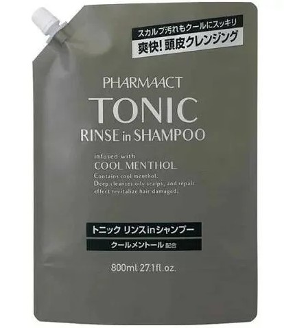 Pharmaact Cool Tonic Rinse in Shampoo Шампунь для волос c ментолом восстанавливающий сменный блок 800 мл