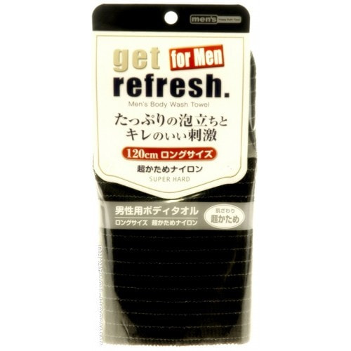 Массажная мочалка жесткая YOKOZUNA Get refresh for men - Super Hard, черная, 28х120 см