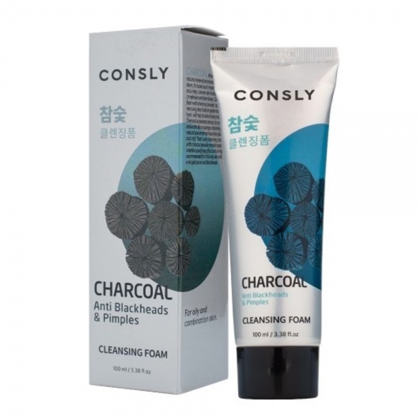 Consly Противовоспалительная пенка для умывания c древесным углем Charcoal Anti Blackheads & Pimples Cleansing Foam 100 мл