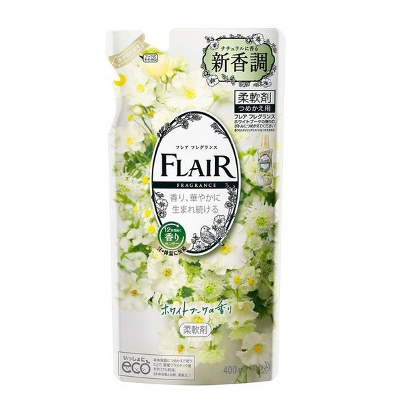 KAO Flair Fragrance White Bouquet Кондиционер-смягчитель для белья с изящным ароматом белых цветов 380 мл