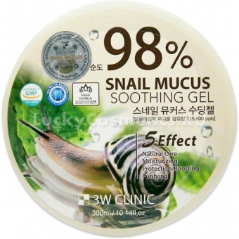 Гель универсальный 3W CLINIC УЛИТОЧНЫЙ МУЦИН Snail Soothing Gel 98% 300 гр