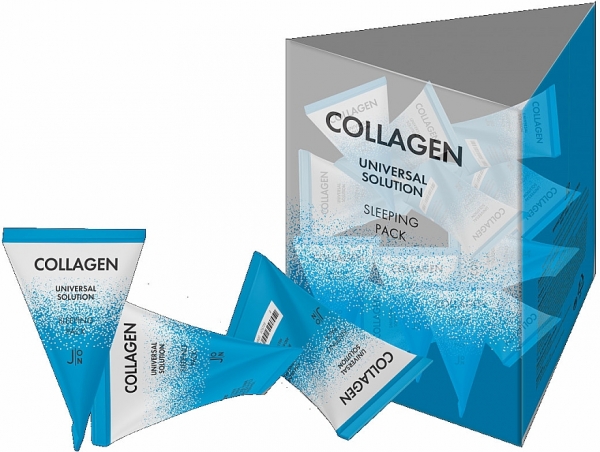 J:ON Collagen Universal Solution Sleeping Pack Ночная увлажняющая маска для кожи лица с коллагеном и гиалуроновой кислотой 20 шт
