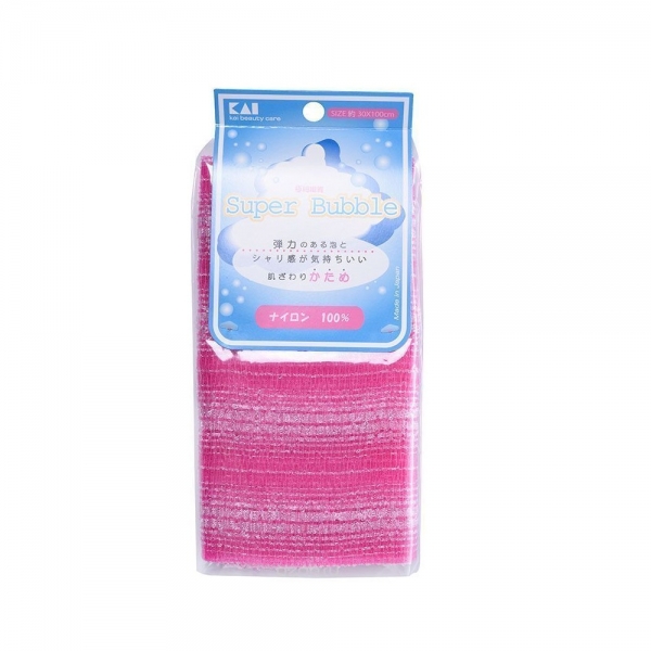 KAI Мочалка для тела с объемным плетением жесткая - розовая