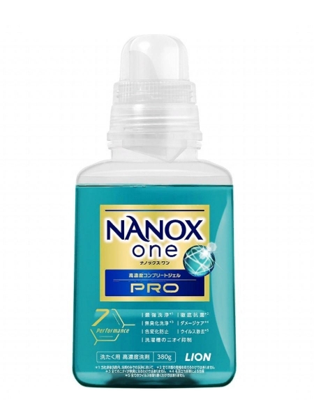 Lion Nanox One Pro Высококонцентрированное жидкое средство для стирки белья против загрязнений неприятных запахов и изменений цвета 380 гр