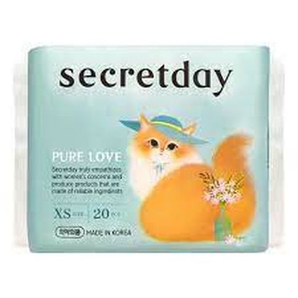 Ультратонкие дышащие ежедневные прокладки Secretday pure love ,XS size 20 шт 15 см