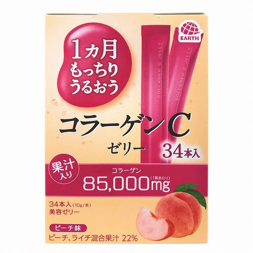Earth Pharmaceutical Коллаген пептид морской с витамином C желе со вкусом персика 34 стика