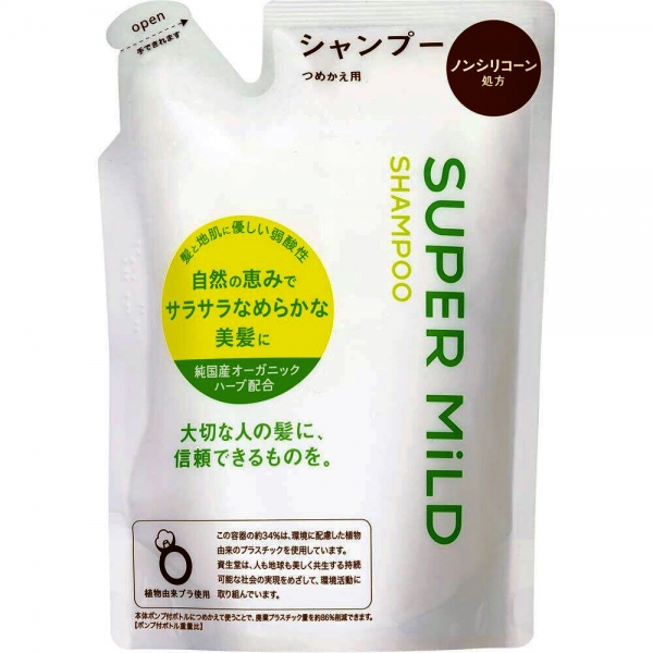 Shiseido Super Mild Мягкий шампунь для волос с ароматом трав, мягкая упаковка, 400 мл