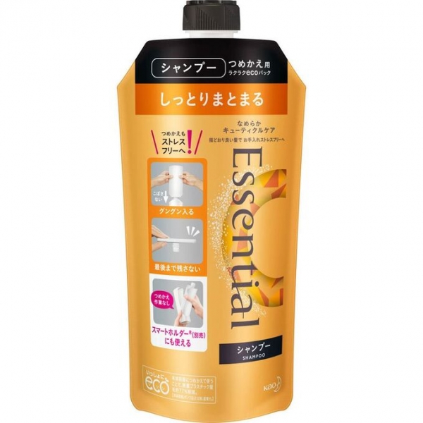 KAO Essential Smart Repair Шампунь восстанавливающий для поврежденных волос, с фруктово-цветочным ароматом, мягкая упаковка, 340 мл