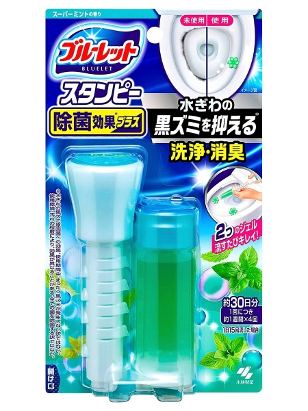 Дезодорирующий очиститель-цветок для туалетов, KOBAYASHI Bluelet Stampy Super Mint, с ароматом мяты, 28г