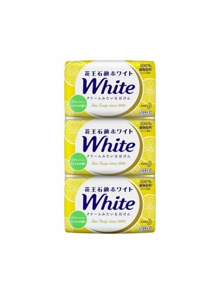 KAO White Натуральное увлажняющее туалетное мыло со скваланом сочный аромат лимона 130 г х 3 шт