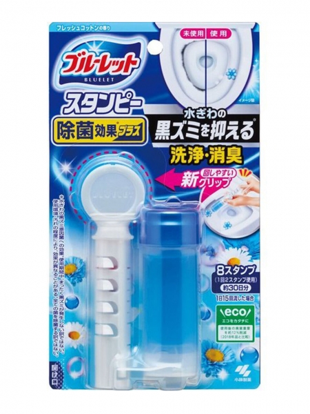 Дезодорирующий очиститель-цветок для туалетов, KOBAYASHI Bluelet Stampy Fresh Cotton, с ароматом свежего хлопка, 28г