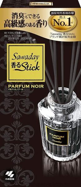KOBAYASHI Sawaday Stick Parfum Noir, Натуральный аромадиффузор для дома  с элегантным восточным ароматом, стеклянный флакон 70мл