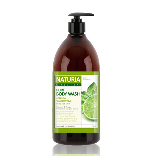 NATURIA PURE BODY WASH Wild Mint & Lime Увлажняющий гель для душа с освежающим ароматом мяты, эвкалипта и лайма 750 мл