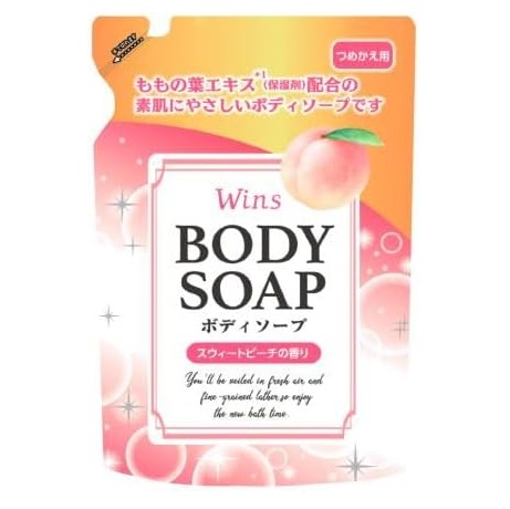Wins Body Soap peach Крем-мыло для тела с экстрактом листьев персика и богатым ароматом 340 мл