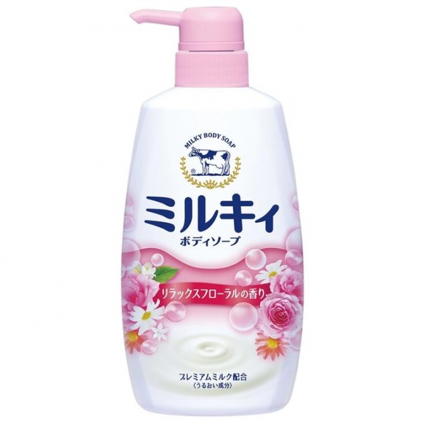 Молочное увлажняющее жидкое мыло для тела с цветочным ароматом COW Milky Body Soap (дозатор) 550 мл