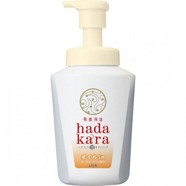 Lion Hadakara Бархатное экстра-увлажняющее мыло-пенка для тела с ароматом розового сада 530 мл