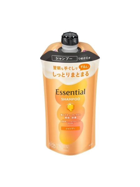 KAO Essential Шампунь восстанавливающий для поврежденных волос с фруктово-цветочным ароматом мягкая упаковка 300 мл