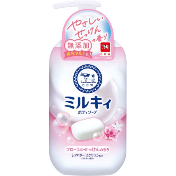 COW Milky Body Soap Молочное увлажняющее жидкое мыло для тела с цветочным ароматом дозатор 500 мл