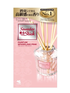 KOBAYASHI Sawaday Stick Parfum Sparkling Pink Натуральный аромадиффузор для дома  с чарующим цветочно-фруктовым ароматом, стеклянный флакон 70мл, 8 палочек.