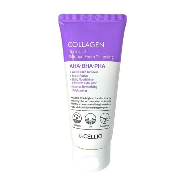 DR.CELLIO Collagen Derma Lift Solution Foam Cleansing Пенка с гидролизованным коллагеном 180 г