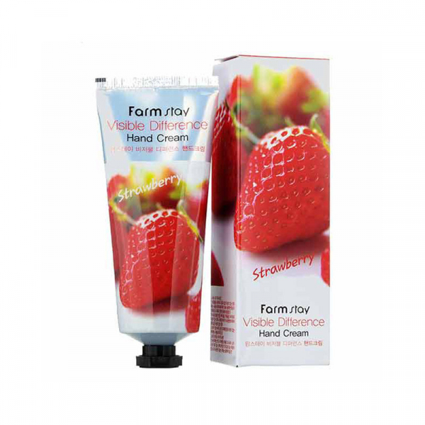 Крем для рук с экстрактом клубники FarmStay Visible Difference Hand Cream Strawberry 100г