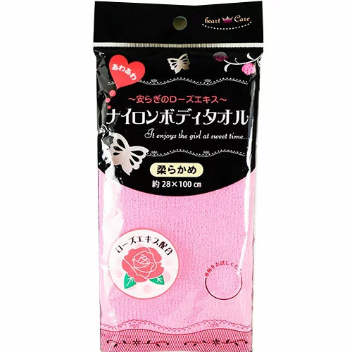 Heart Care Rose Soft Нейлоновая мочалка полотенце для тела с экстрактом розы 28 х 100 см
