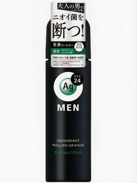 SHISEIDO Ag DEO24 Roll On GRANDE Мужской роликовый дезодорант-антиперспирант с ионами серебра аромат цитрусовых 120 мл