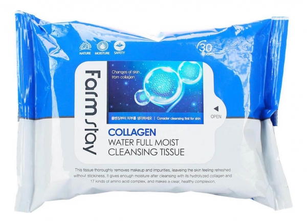 Collagen Water Full Очищающие увлажняющие салфетки 30 шт