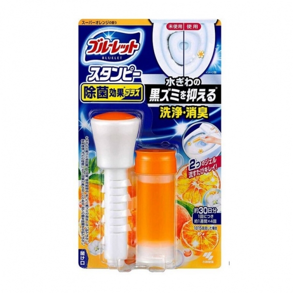 Дезодорирующий очиститель-цветок для туалетов, KOBAYASHI Bluelet Stampy Orange, с ароматом апельсина, 28г