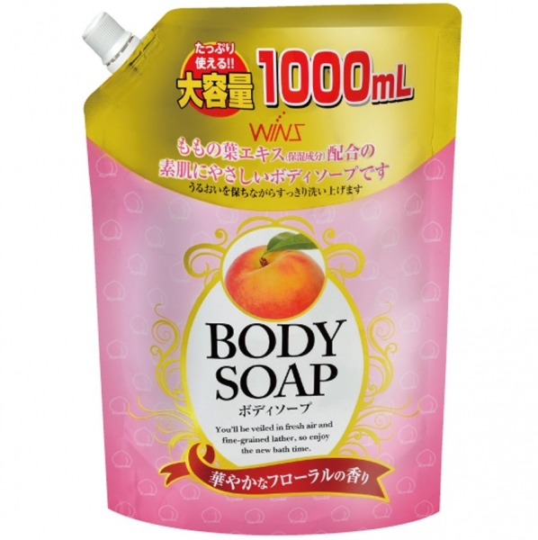 Wins Body Soap peach  Крем-мыло для тела  с экстрактом листьев персика и богатым ароматом 1000 мл