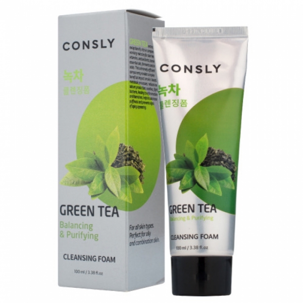 Consly Green Tea Balancing Creamy Cleansing Foam Балансирующая кремовая пенка для умывания с экстрактом зеленого чая 100 мл