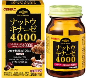 Orihiro Натто Киназа 4000 с  Омега-3 (DHA, EPA, DPA), рутином и витамином Р № 60