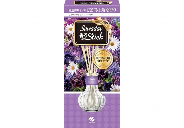 KOBAYASHI Sawaday Stick Parfum Aromatic Floral Натуральный аромадиффузор для дома с цветочно-цитрусовым ароматом, стеклянный флакон 70мл, 8 палочек