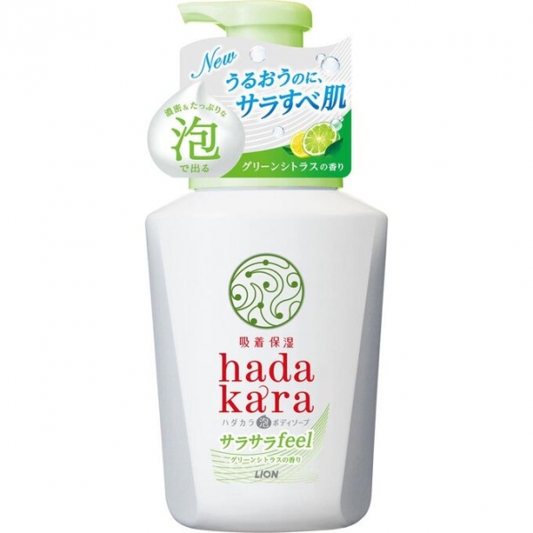 Hadakara Lion Бархатное увлажняющее мыло-пенка для тела с ароматом зелёных цитрусовых фруктов  530 мл