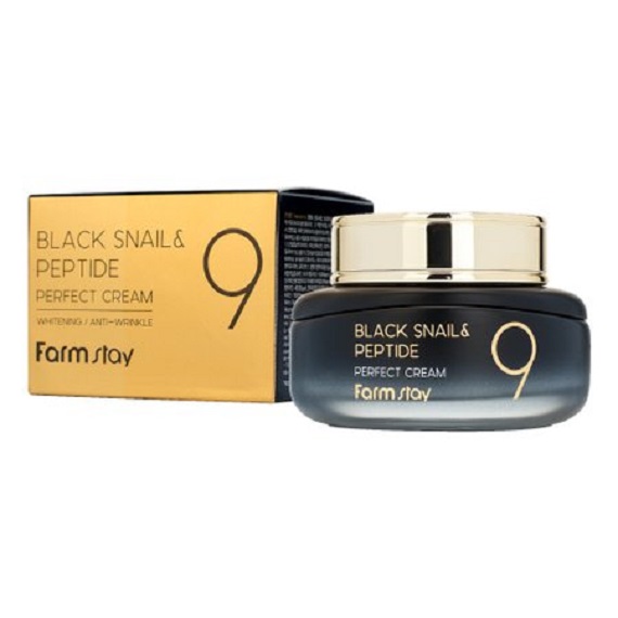 FarmStay Black Snail & Peptide9 Perfect Cream Омолаживающий крем для лица с комплексом из 9 пептидов 55 мл