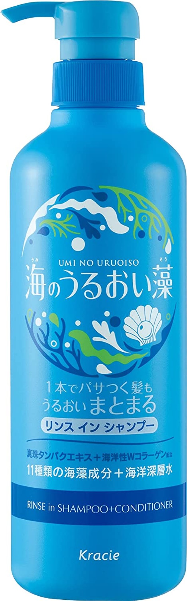 Umi No Uruoi Sou Шампунь ополаскиватель для волос 2 в 1 с экстрактами морских водорослей, 490 мл